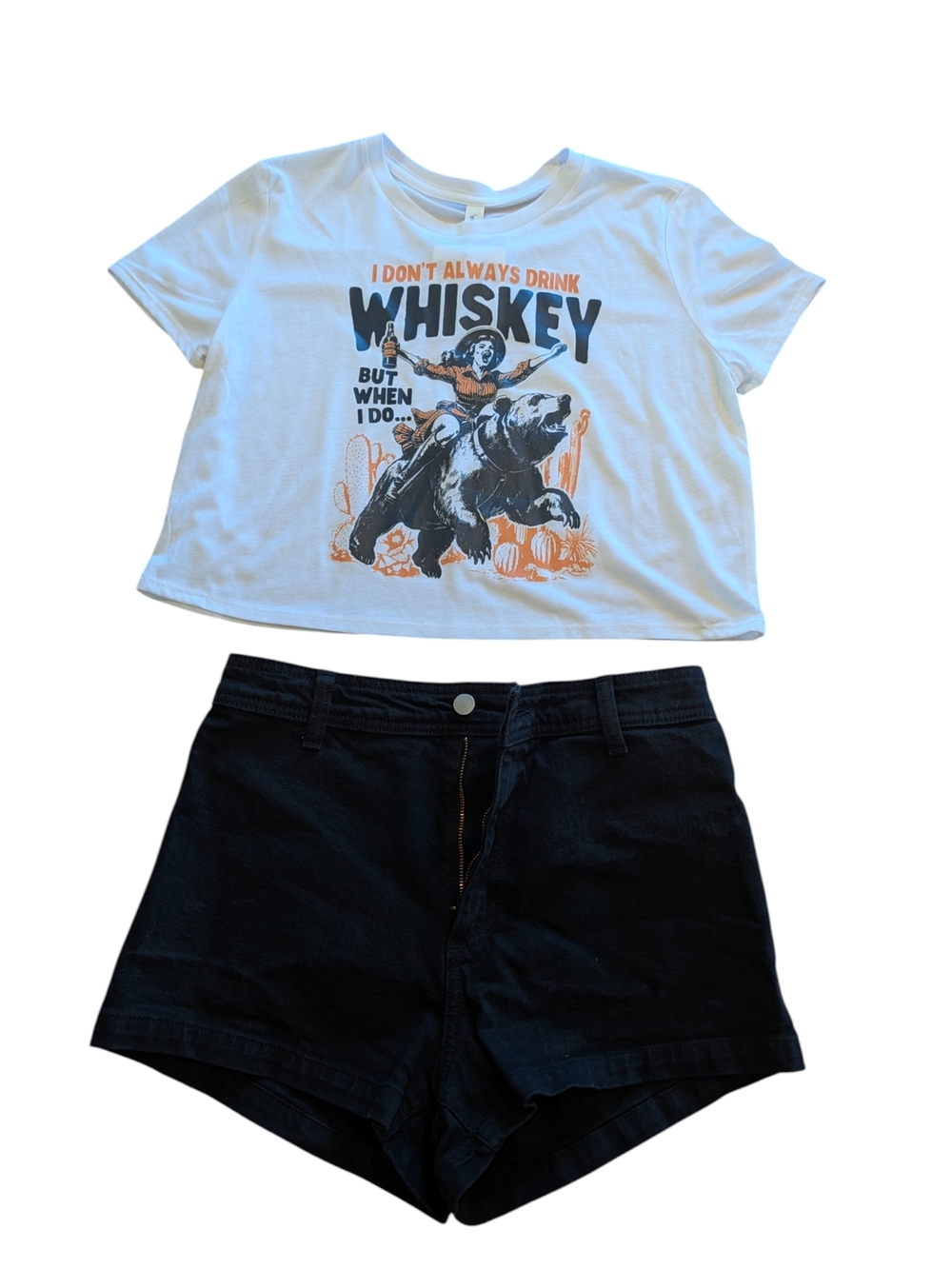 Graphic Whiskey Cropped Tee - White